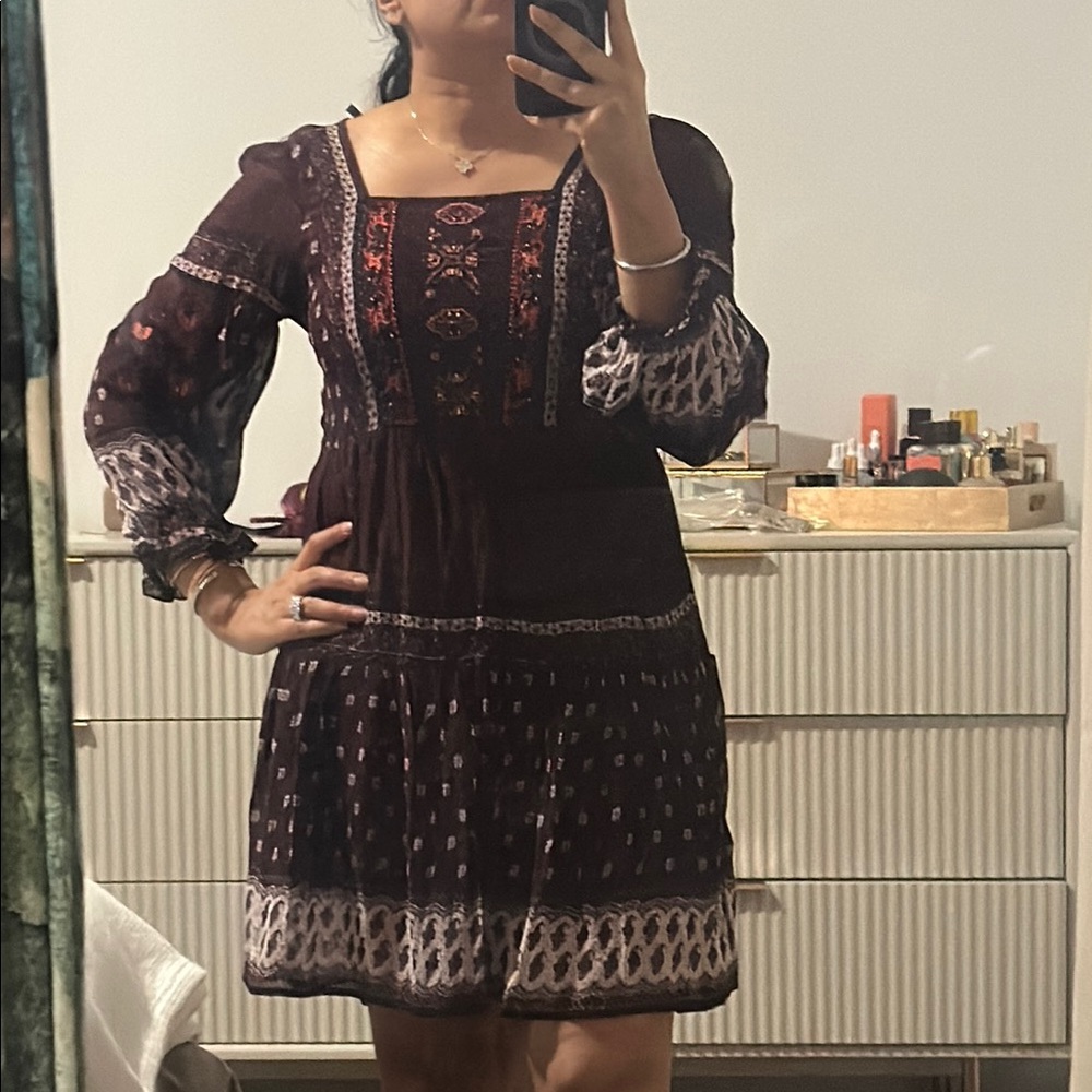 Anthropologie Bohemian Chic Embroidered Dress